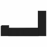 TV Cabinet Set Wall-mounted 4 pcs Black Engineered Wood 3408998