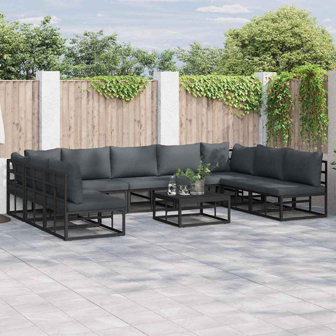 Garden Sofa Set with Cushion Black Aluminium 3378901