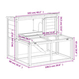 Rabbit Hutch Mocha 102x90x84.5 cm Solid Wood Pine 172285