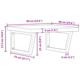 Basin Shelf Wall Mounted Steel and Solid Wood Beech 3302507