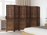 Room Divider 6 Panels Dark Brown Solid Wood Paulownia 358714