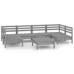 ZNTS 7 Piece Garden Lounge Set Grey Solid Wood Pine 3083401