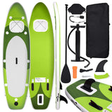 Inflatable Stand Up Paddle Board Set Green 300x76x10 cm 93383