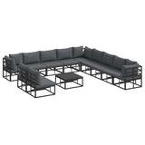 Garden Sofa Set with Cushion Black Aluminium 3378881