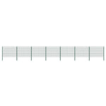 Fence Panel with Posts Iron 1212x120 cm Green 278667