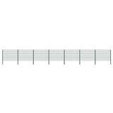 Fence Panel with Posts Iron 1212x120 cm Green 278667