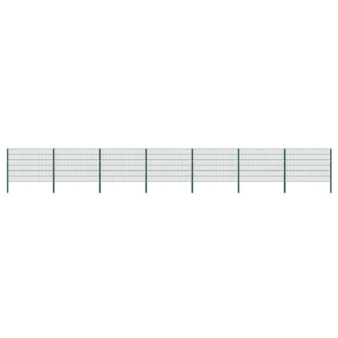 Fence Panel with Posts Iron 1212x120 cm Green 278667