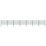 Fence Panel with Posts Iron 1212x120 cm Green 278667