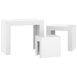 ZNTS Nesting Coffee Tables 3 pcs High Gloss White Engineered Wood 808546