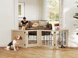 4 Panel Freestanding Pet Gate, Indoor Dog Barrier with Lockable Door, Support Feet, 360&deg Flexible T3398P425272
