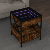 Coffee Table with Infinity LED Smoked Oak 40x40x51 cm 847719