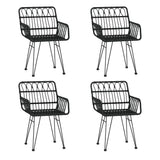 5 Piece Garden Dining Set Black Poly Rattan 3157868