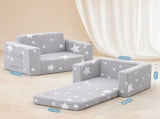 2-in-1 Convertible Toddler Fold Out Sofa Bed with Washable CoverSofa & Glowing Star, Baby Armchair 99775539