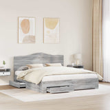 Bed Frame with Drawer Grey Sonoma 200 x 200 cm Engineered Wood 3413567