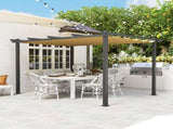 3 x 4m Aluminium Pergola, with Retractable Roof - Khaki T3398P314740