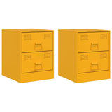 ZNTS Bedside Cabinets 2 pcs Yellow 34.5x39x44 cm Steel 841626