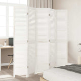 Room Divider 5 Panels White Solid Wood Paulownia 358839