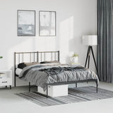 Metal Bed Frame without Mattress with Headboard Black 150x200cm 352482