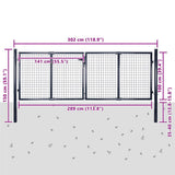 Mesh Garden Gate Galvanised Steel 300x100 cm Grey 143363