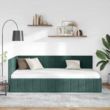 Corner Bed Frame Dark Green 90 cm x 200 cm Velvet 42016309