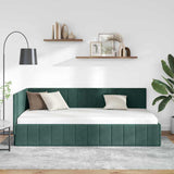 Corner Bed Frame with Headboard Dark green 100 x 200 cm Velvet 42016319