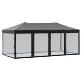 ZNTS Folding Party Tent with Sidewalls Black 3x6 m 93553