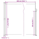 Retractable Side Awning White 200x600 cm 4004556
