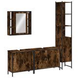 4 Piece Bathroom Cabinet Set Smoked Oak Engineered Wood 3214752