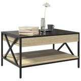 ZNTS Coffee Table with Infinity LED Sonoma Oak 70x50x38 cm 847703