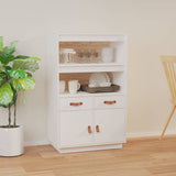 Highboard White 67x40x108.5 cm Solid Wood Pine 820158