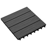 Decking Tile 3D Design 11 pcs Black 30 x 30 cm WPC 42046681