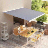 Awning Top Sunshade Canvas Blue & White 400x300 cm 145712