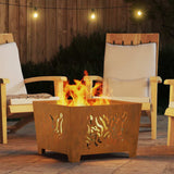Fire Pit Brown 60 x 60 x 40 cm Weathering steel 858915