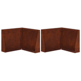Retaining Wall 2 pcs 50 x 50 x 30 cm Weathering Steel Rusty 8015212