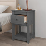 ZNTS Bedside Cabinet Grey 40x35x61.5 cm Solid Wood Pine 821733