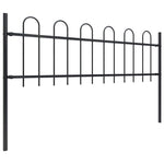 ZNTS Garden Fence with Hoop Top Steel 1.7 m Black 144928