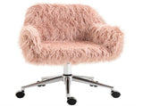 Faux Fur Desk Chair, Rolling Swivel Makeup Chair with Adjustable Height, Armrets for Home Office, T3398P551669