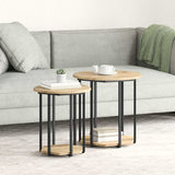 Side Table Set with Shelf 2 pcs Brown 869719