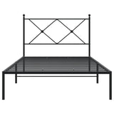 Metal Bed Frame without Mattress with Headboard Black 100x190cm 376496