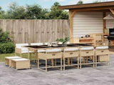 13 Piece Garden Dining Set with Cushions Beige Poly Rattan 3211342