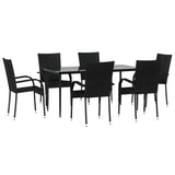 Garden Dining Set Black PE rattan Medium Stackable 3156669