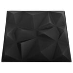 3D Wall Panels 48 pcs 50x50 cm Diamond Black 12 m² 150916