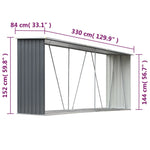 ZNTS Garden Log Storage Shed Galvanised Steel 330x84x152 cm Grey 44859