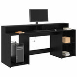Desk with Drawer Black oak 200 x 55 x 91 cm Engineered wood 3365616