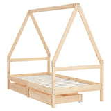 Kids Bed Frame with Drawers 80x160 cm Solid Wood Pine 834474