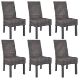 Dining Chairs 6 pcs Brown Kubu Rattan and Mango Wood 275468