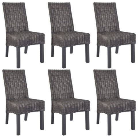 Dining Chairs 6 pcs Brown Kubu Rattan and Mango Wood 275468