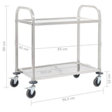 50912 2-Tier Kitchen Trolley 96,5x55x90 cm Stainless Steel