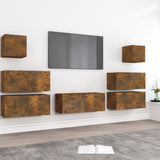 7 Piece TV Cabinet Set Smoked Oak Engineered Wood 3120287