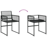 11 Piece Garden Dining Set Black Poly Rattan 3295044